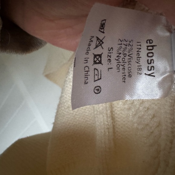 Ebossy Cream Cable Knit Cardigan Sweater - Picture 8 of 9